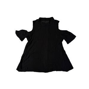 Polly & Esther Women’s Black Stretch Open Shoulder Shirt – Small